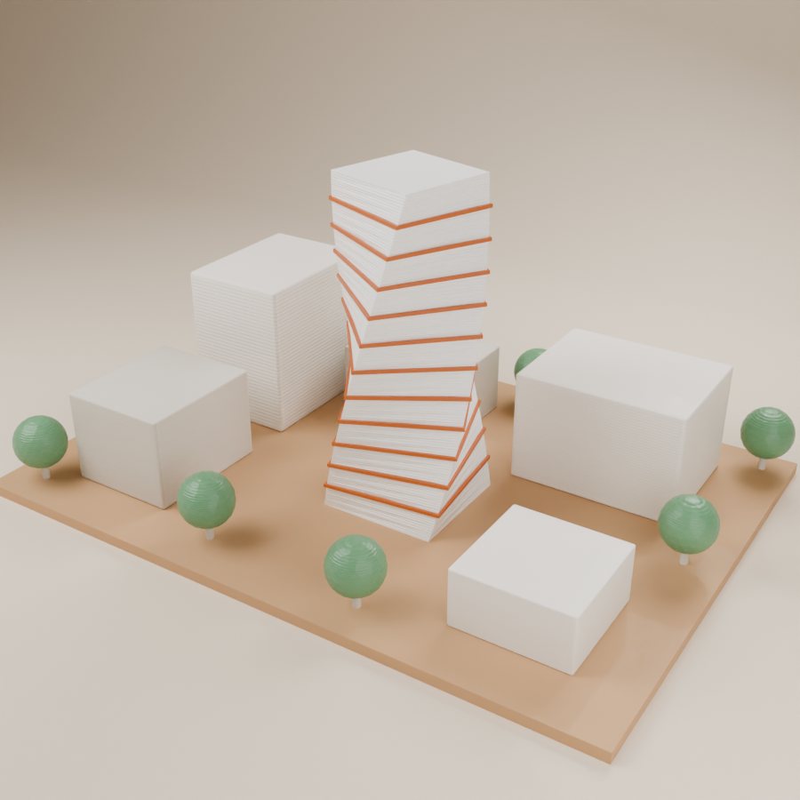 Architectural model with a twisted tower